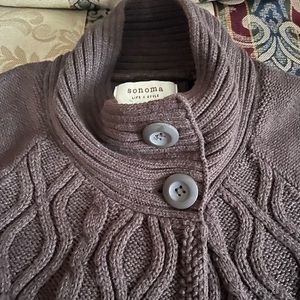 Womens Sonoma brown short sleeve sweater with two buttons